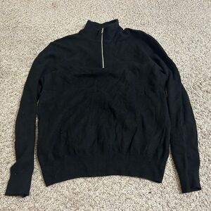 Everlane Black Half-Zip Sweater Men's Size Medium Cashmere Collar Travel Winter